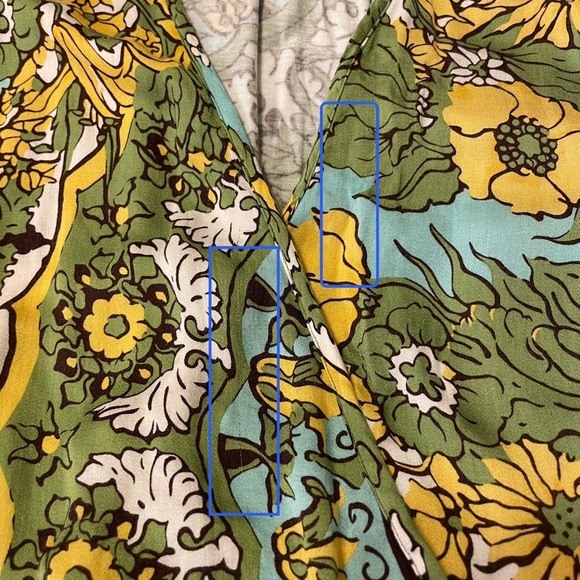 TINY by ANTHROPOLOGIE Long Sleeve Printed V-Neck Wrap Top in Green - Picture 8 of 12